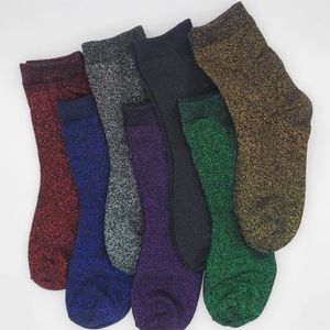 7 pairs Glitter sparkle shiny crew socks